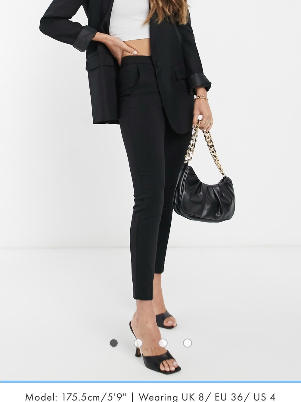 Mango slim leg tailored cigarette pants in black
